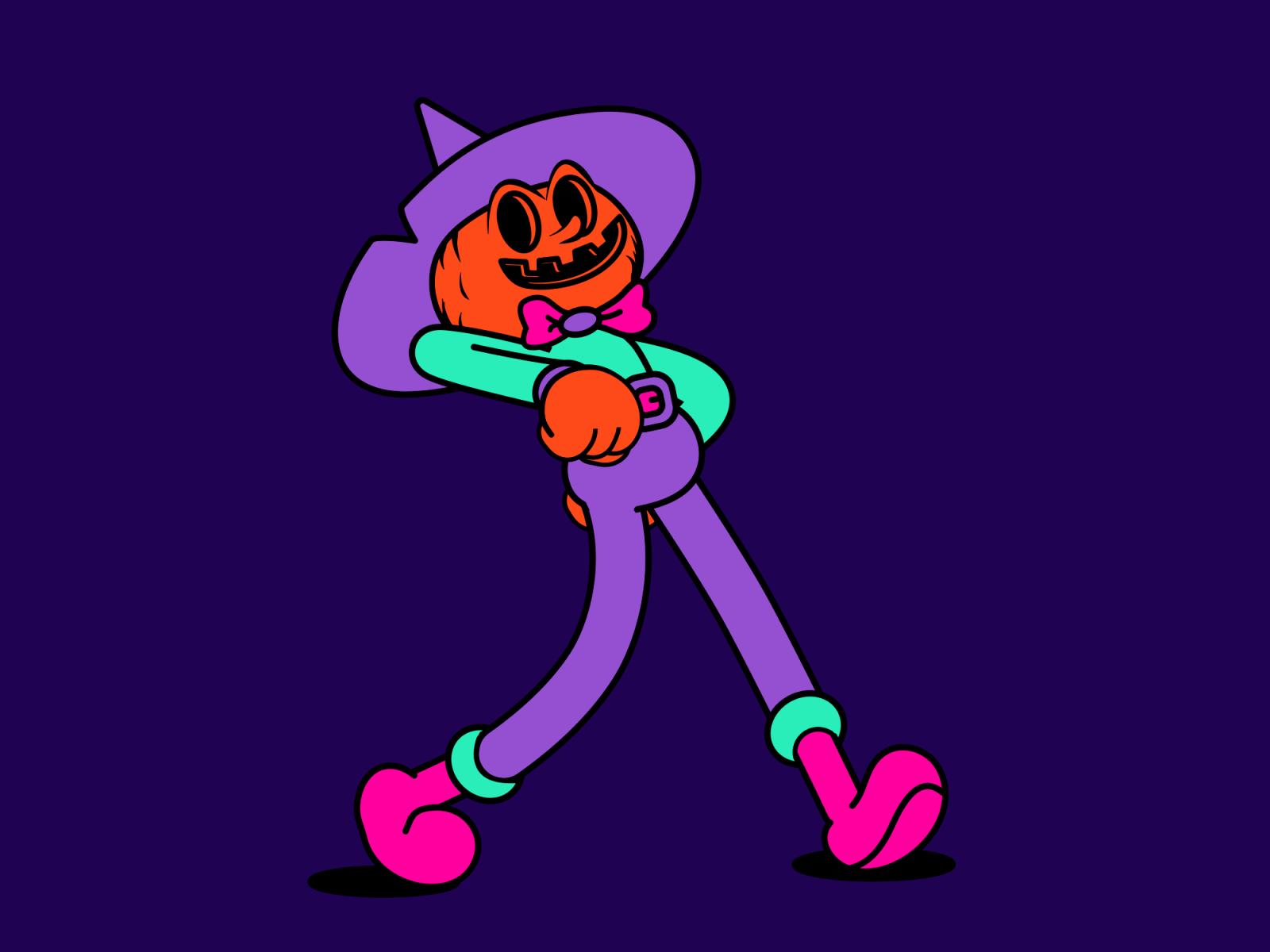 Happy Pumpkin 2d after effects animation character design design framebyframe halloween2022 happy illustration pumpkin rubber hose spooky walk cycles