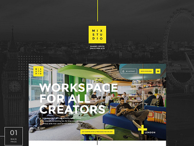 Mix Studio - Shered Office Space in London bicycle design london nature navigation office site typography ui ux web yellow