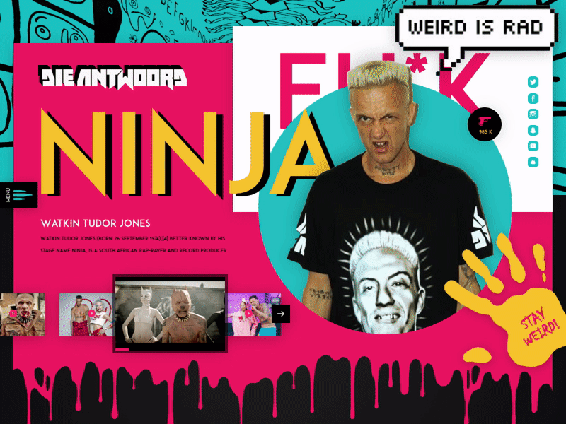 Die Antwoord Ninja Landing Page 🔫 design homepage icon landing music shop site ui ux web webpage website