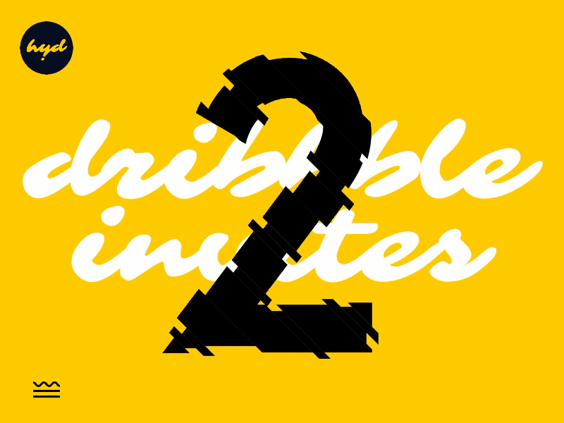 Two Dribbble Invites black invite menu two typography web yellow