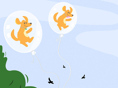 Happy Dream artwork balloons character creative dogs drawing dream illustration illustration art lanscape