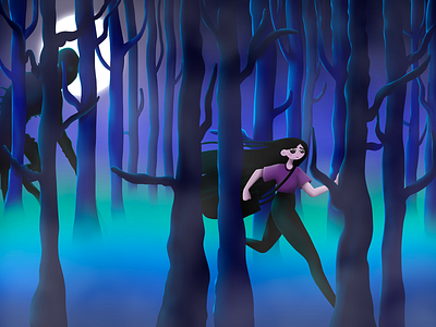 Lost in the forest character digital digital art digital illustration drawing forest girl character illustration lost monster procreate art run