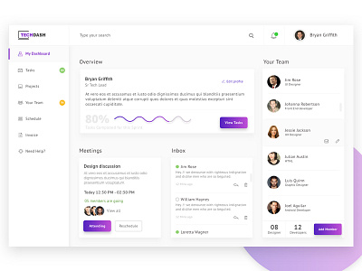 Dashboard for Technical Lead dashboard uiux