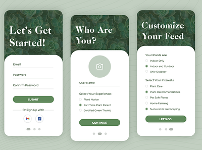 Plant App Sign Up Flow 001 app dailyui ui