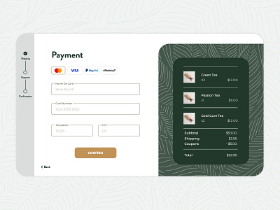 Tea E-commerce Payment Page 002 100dayuichallenge app dailyui design ui