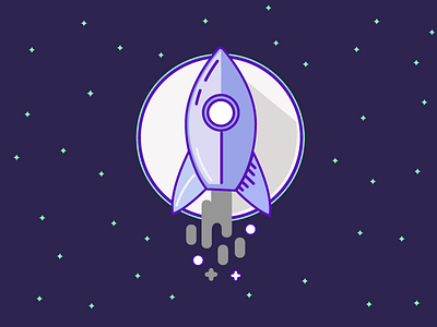 Spaceship cosmos icon illustration launch rocket smoke spaceship