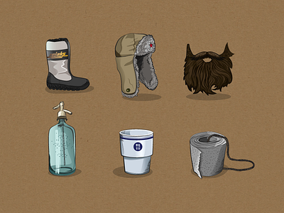 Symbols of socialism beard communism communist fur cap mug prl relaks boots siphon socialism symbol toilet paper ussr