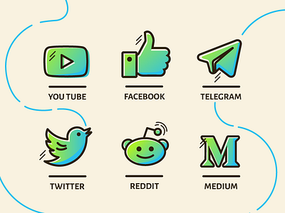 Social Media Icons customized icon design reddit twitter youtube
