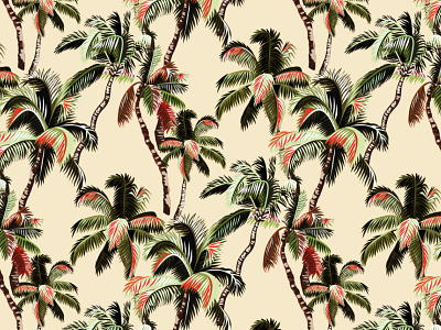 Palm pattern design exothic fashion palm pattern summer surf textile