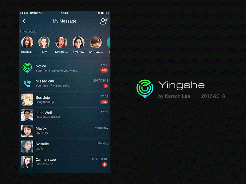 Yingshe Animation Part6 animation app chat ios list mutual ui ux