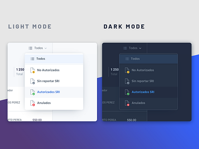 Contador Version 3.0 app dark ui darkmode filters light lists ui uxdesign web