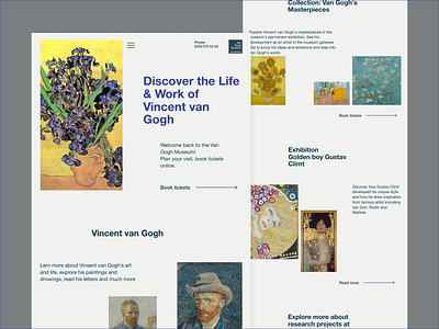 Redesigne concept of the Van Gogh museum website interface mobile swiss ui ux uxui webdesign