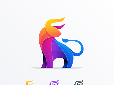 abstract-bull-full-color-illustration-design-vector-template app branding bull colorful illustration bull colorful logo colorful illustration design gradient bull gradient bull logo graphic design illustration logo logo design typography vector