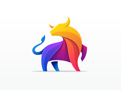 bull colorful vector template