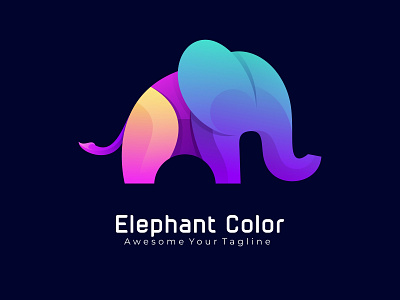 elephant colorful gradient logo template