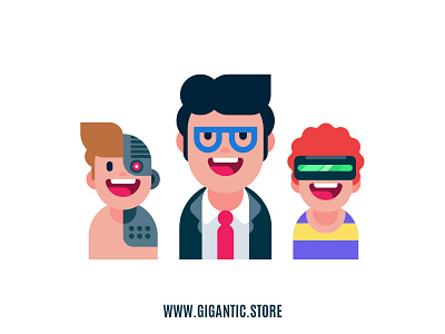 Flat Design Avatar Character Icons, Business and Technology