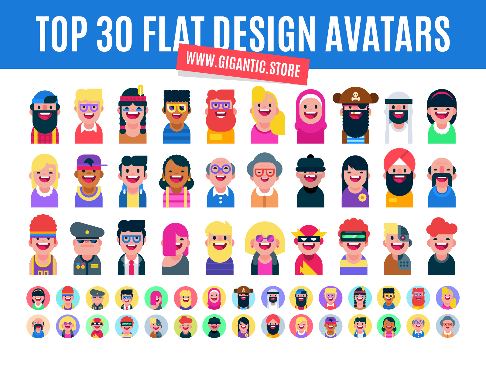 10 flat design characters