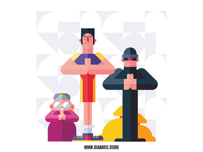 Flat design characters  in the pose of prayer