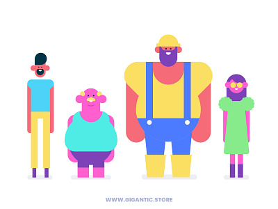 Flat Design Characters From Simple Geometric Forms avatar avatars character character animation character design characters geometic geometric art geometric design geometry vector vectors
