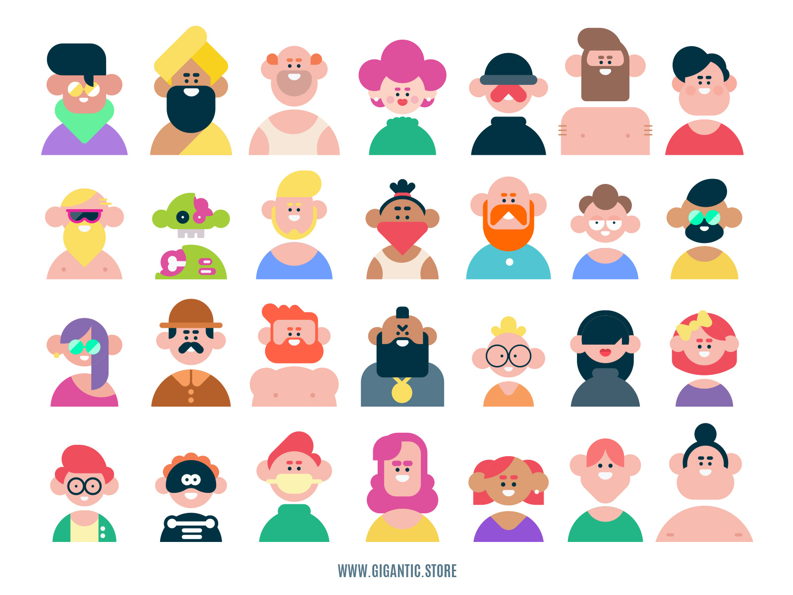 Flat Design Avatar Icons by Mark Rise on Dribbble