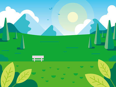 Vector Flat Design Art, Nature Landscape Background Design