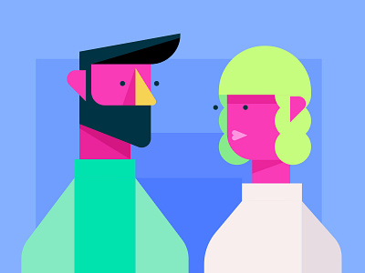 Flat Design Characters Illustration Created From Geometric Forms