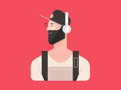 Flat Design Character, Portrait Vector Illustration