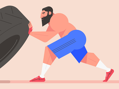 Strong Sport Man Flat Design Character Illustration Art