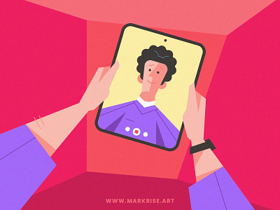 Flat Design Character Holding The Tablet, Portrait - Avatar
