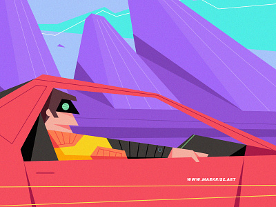 Vector Character Design In The Car, Minimal Illustration