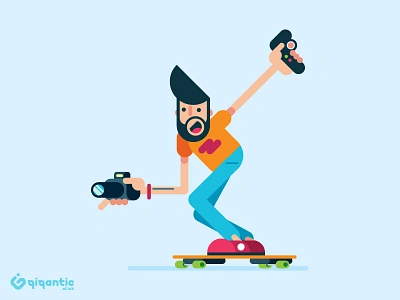 Skateboarder character design flat character flat design flat illustration illustration man skateboard skateboarder vector vector art vlogger