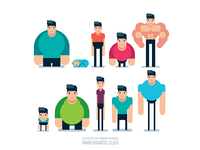 10 Flat Bodies anatomy bodies body character design flat male man poses vector