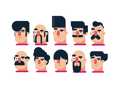 10 Flat Design Character Hairstyles character design flat funny guy hair hairstyles head human man people