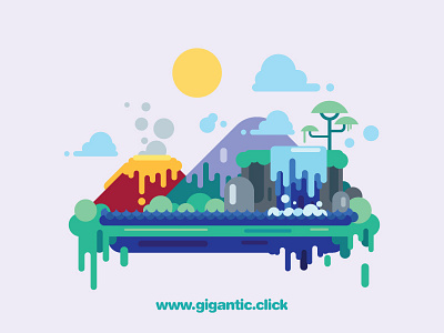 Flat Design Landscape - Speed art Tutorial flat design gigantic island landscape nature sea sun tutorial