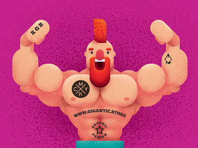 Strong Character Design art brushes cartoon character design flat gigantic man muscular strong