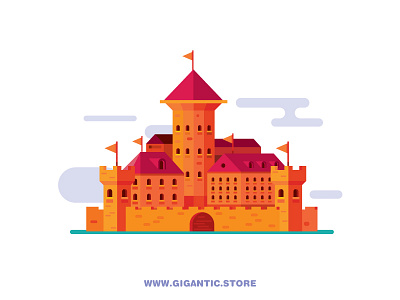 Flat Design CASTLE art building buildings castle flat design game design gigantic illustration vector