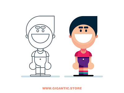 Simple Flat Design CARTOON PERSON boy character flat design illustration kid male man person