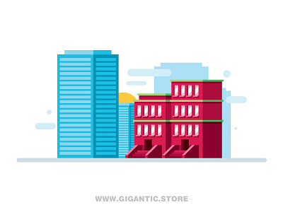 Flat Design Buildings ;) building buildings city drawing flat design illustration objects town tutorial