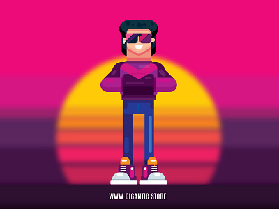 Flat Design Illustration with My Colors in 90s Style