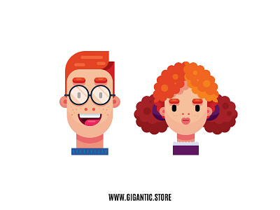 Flat Design Characters, Boy and Girl Illustration
