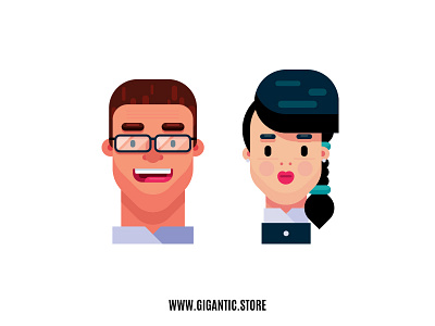 Flat Design Characters, Man and Woman Illustration