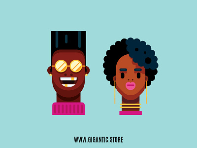 Flat Design Portraits, Man and Woman Illustration