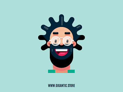 Flat Design Character, Man Portrait Illustration