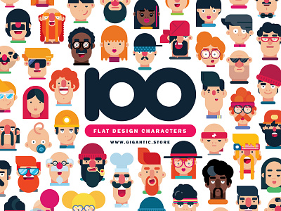 100 Flat Design Characters Illustration Pack animation art cartoon character character design characters design draw drawing flat flat design game design illustration illustrator logo man people person vector vector art