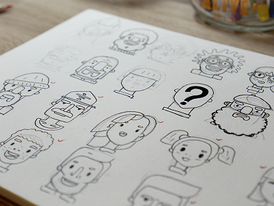 Flat Design Character Sketches - Drawn Illustrations cartoon character character design characters draw drawing flat flat design gigantic illustation illustration man people person portrait portrait art portrait illustration sketch sketching