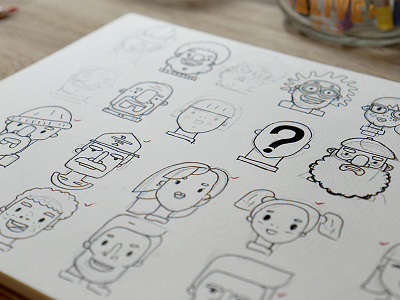 Flat Design Character Sketches - Drawn Illustrations