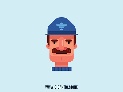 Flat Design Character, Man Portrait Illustration