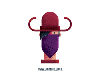 Flat Design Cowboy Character Illustration in Illustrator art brushes cartoon character character design characters design draw drawing flat flat design grain illustration man noise people person texture vector vector art