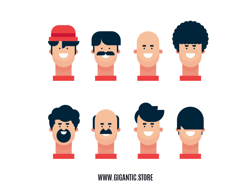 8 Hairstyles for Flat Design Character Illustration by 