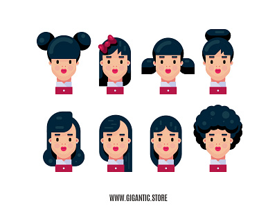 8 Hairstyles for Flat Design Character Illustration